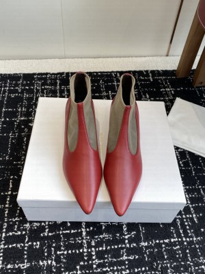 The Row Mesh and leather 35mm Heel Ankle boots Red