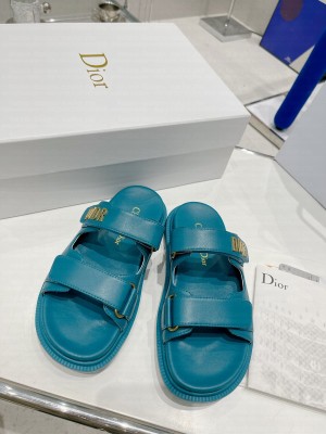 Dior DiorAct Blue Lambskin Flat Slide Sandals 2022 Collection