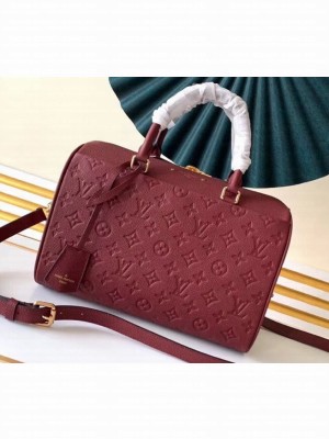 Louis Vuitton Monogram Empreinte Leather Speedy Bandouliere 30 Bag Scarlet Red