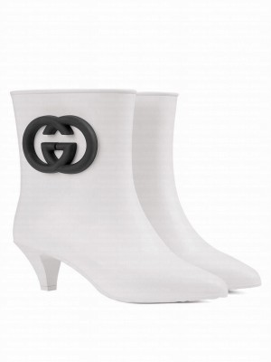Gucci Women's Interlocking g Ankle Boot 724458 White