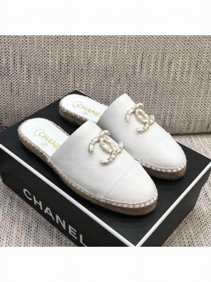 Chanel Chain CC Lambskin Espadrilles Mules White Spring/Summer 2021 Collection