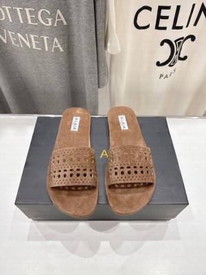 Alaïa IN VIENNE SUEDE SLIDES BROWN