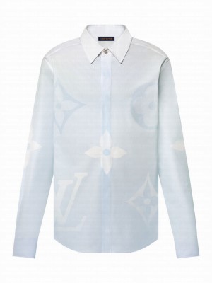 Louis Vuitton Women's Monogram Printed Long-Sleeved Cotton Poplin Shirt White
