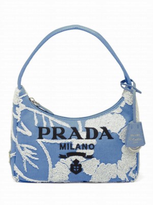 Prada Re-Edition 2000 Embroidered Drill Mini Bag 1NE515 Blue