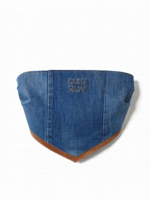 Miumiu Women's Navy Denim Hanky Hem Top Blue
