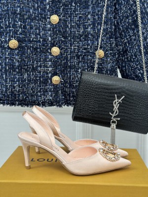 Louis Vuitton LV Initials accessory Satin Slingbacks Sandals Nude