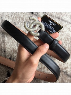 Chanel CC Pearls Belt 25mm Width Black