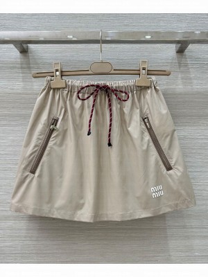 Miumiu Women's Technical Fabric Mini Skirt Apricot
