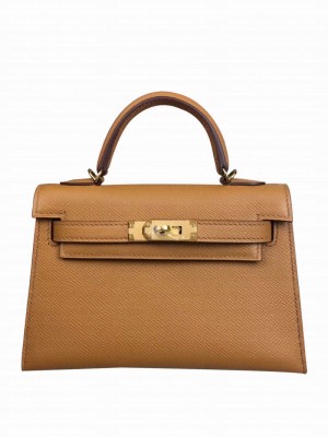 Hermes Kelly Bag 19 Epsom Leather Light Coffee