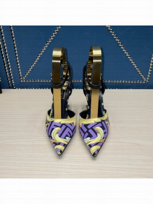 Fendace printed silk high-heeled slingbacks Purple 2022 Collection