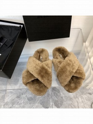 Jil sander Shearling Slides Brown