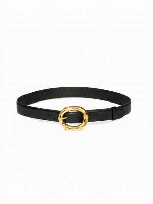 Gucci Belt With Round Bamboo Buckle Black