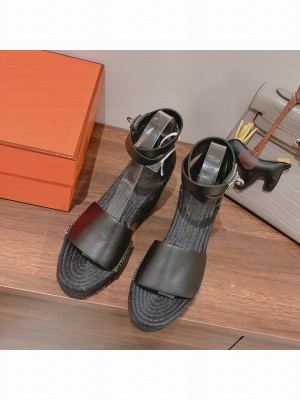 HERMES HEEL 8.5CM PLATFORM 5CM TIPOLI WEDGE ESPADRILLES 05
