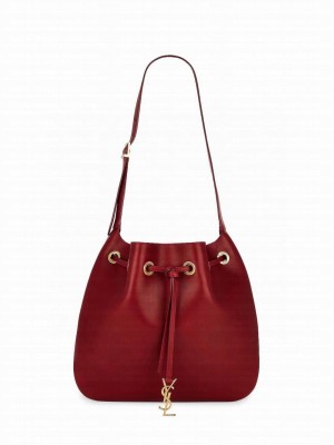 SAINT LAUREN PARIS VII LARGE FLAT HOBO BAG IN SMOOTH LEATHER 697941 red
