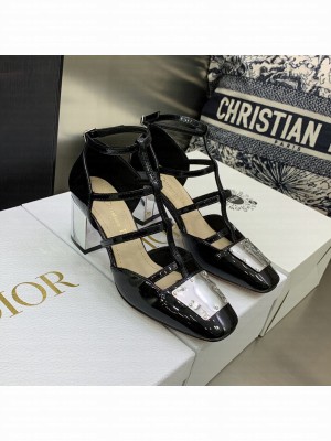 DIOR HEEL 6.5CM PATENT CALFSKIN LA PARISIENNE BALLERINA FLATS BLACK 2022 COLLECTION