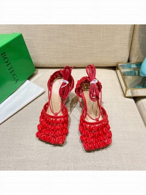 Bottega Veneta Mesh and Lambskin Stretch Sandals Spring/Summer 2022 Collection,Red