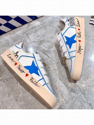 Golden Goose Graffiti White Calfskin Sneaker Blue Spring/Summer 2021 Collection 31