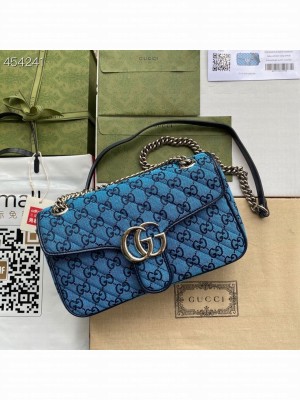 Gucci Marmont Matelasse Shoulder Bag 26cm ‎443497 Canvas/Calfskin Leather Spring/Summer 2021 Collection, Blue Multicolor