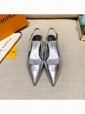 Louis Vuitton Magnetic Slingback Pump 3.5cm in Patent Calf Leather Sliver 2022 Collection