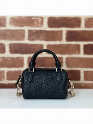 GUCCI GG EMBLEM SMALL BOSTON BAG 815256 BLACK