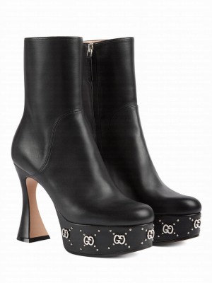 Gucci Women's Platform Boot With GG Studs 740599 Black