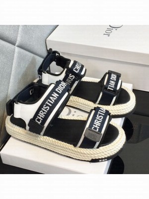 Dior D-Wander Fabric Flat Strap Sandals Black/White Spring/Summer 2021 Collection 05