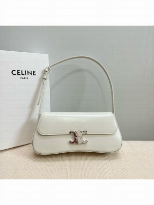 CELINE MEDIUM CELINE LOLA BAG IN SHINY CALFSKIN BLANC DE BLANC 115532 white