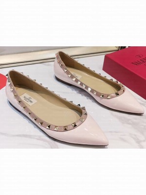 Valentino Rockstud Ballet Flats Ballerinas in Patent Leather Light Pink