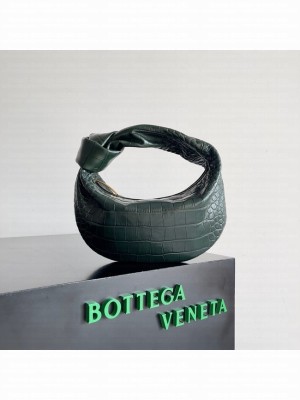 Bottega Veneta Mini Jodie Mini alligator leather top handle bag 717709 dark green
