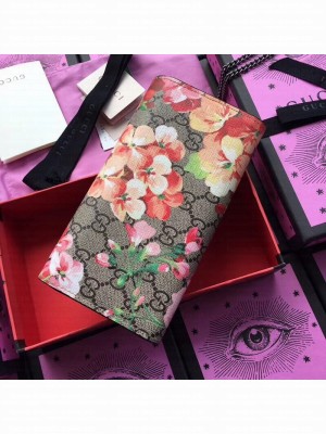 Gucci Padlock GG Blooms Continental Chain Wallet 453506 Pink 