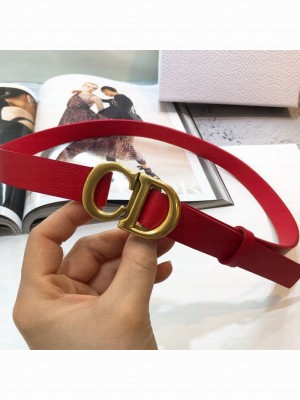 Dior Calfskin Belt with CD Buckle 25mm Red 2019 Collection
