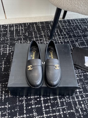 Chanel Calfskin Crystal CC Logo Loafer