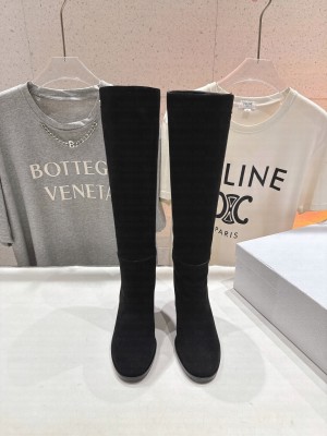Christian Dior D-Town Heeled Boot Black Suede Goatskin