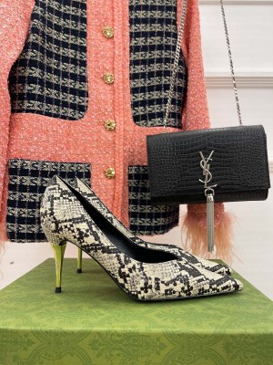 Gucci 8.5cm Metal heel Pointed Python leather Pumps