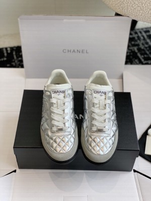 Chanel Quilted Calfskin G45335 Silver Sneakers 2024 