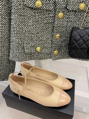 Chanel Heel 20mm Mary Janes With Chain Anklet Flats Beige Spring 2022 Collection