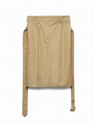 Prada Women's Cotton Twill Skirt Khaki