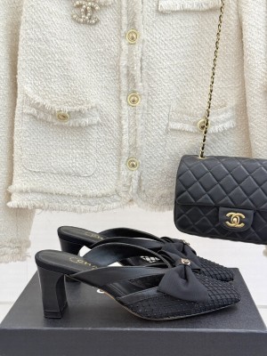 Chanel Mesh Heel Mules with Bow Black 2025