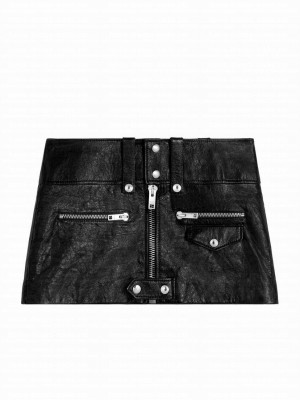 Celine Women's Mini Skirt In Soft Lambskin Black