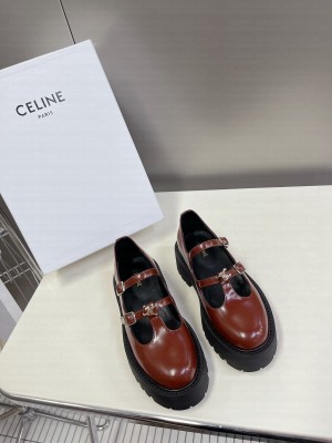 CELINE DOUBLE STRAP MARY JANE LOAFER BURGUNDY