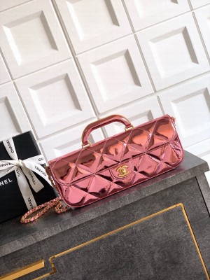 Chanel 25K Original Patent Leather Top Handle Bag A6321 Pink