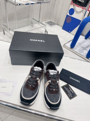 Chanel Fabric & Suede Calfskin Sneakers G39597 Brown/Gray