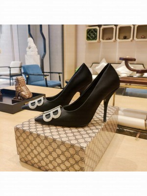 Balenciaga Crystal BB Logo 85mm Satin Black Pumps 2022