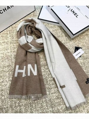 Chanel Color-block cashmere shawl