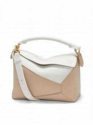 Loewe Small Puzzle Bag In Classic Calfskin Cream