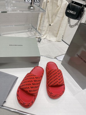 Balenciaga Unisex Logo Platform Slide Sandals 5cm 2023 04