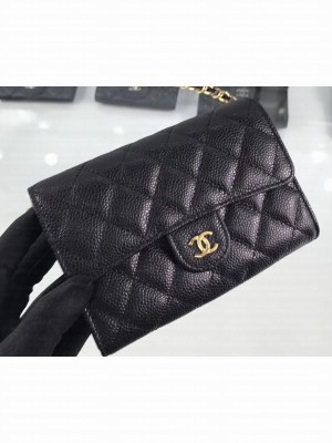 Chanel Grained Leather Classic Clutch with Chain Bag A84512 Black/Gold