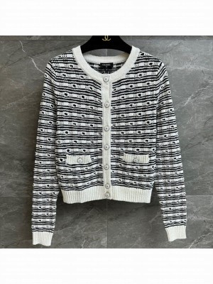 Chanel Knit Cardigan White/Black 2025