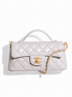 Chanel Mini Flap Bag With Top Handle AS5354 Light Gray