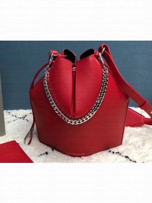 Alexander Mcqueen Calf Leather The Bucket Bag Red